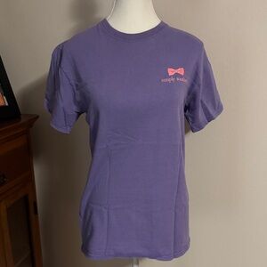 Simply Southern Purple Short Sleeve Tee with Pink Bow Logo